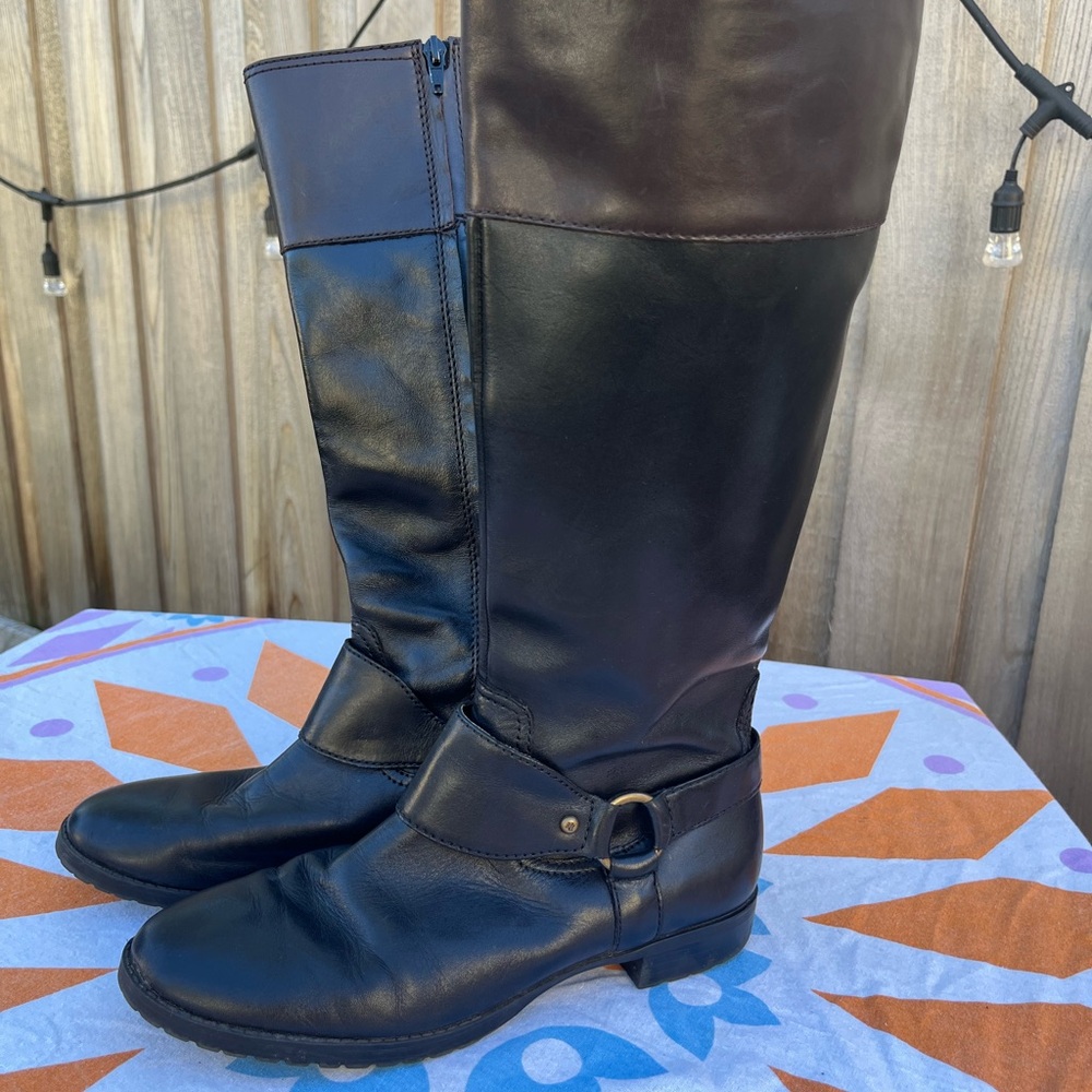 Lauren Ralph Lauren Black and Brown Over the Knee Boots